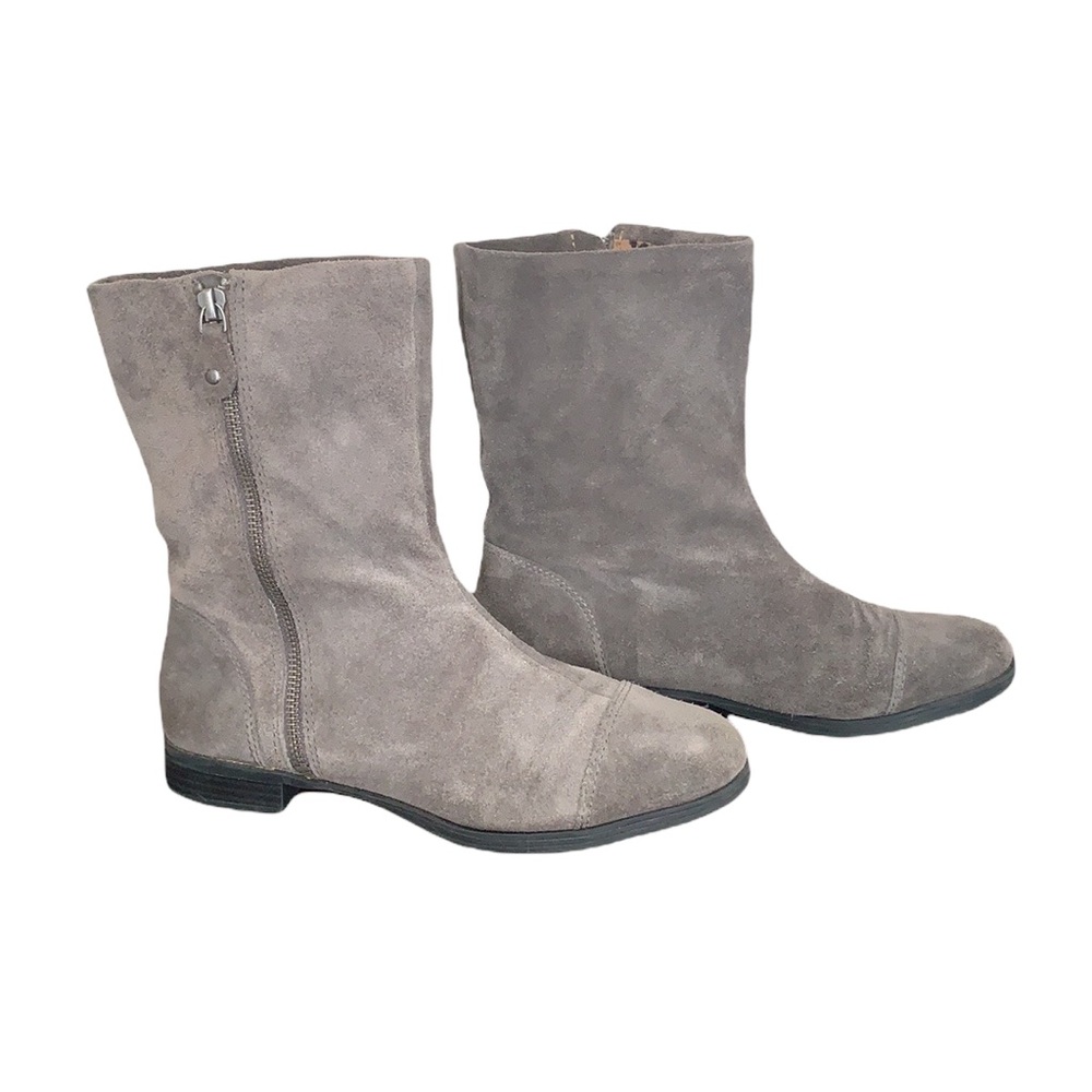 Michelle D Gray Suede Above Ankle Booties Size 8